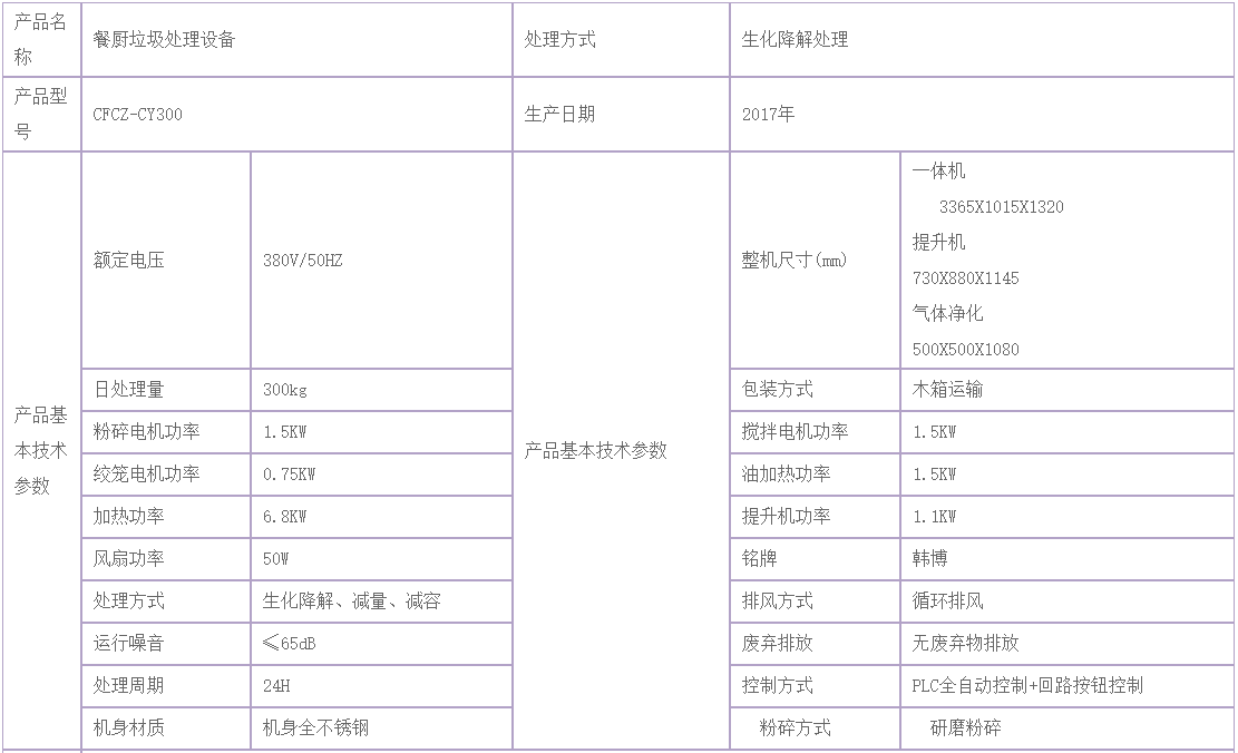 300kg餐厨垃圾处理设备