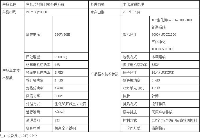 厨余垃圾处理设备20吨参数