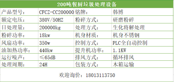 200吨餐厨垃圾处理设备